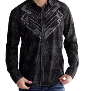 AMERICAN FIGHTER Men's Button Down Shirt VENTURA Long Sleeve Black NWT Medium